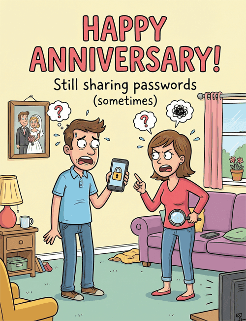 Still Sharing Passwords Funny Anniversary Card