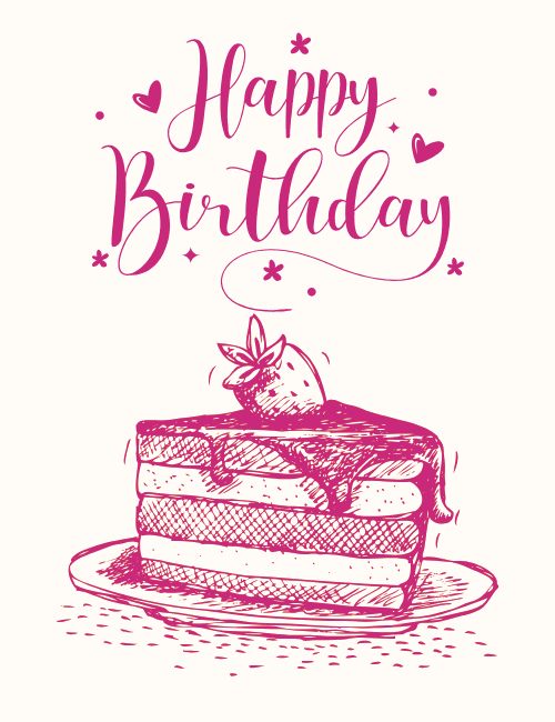 Strawberry Cake Birthday Card