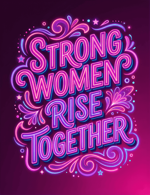 Strong Women Rise Together: Premium Neon Card