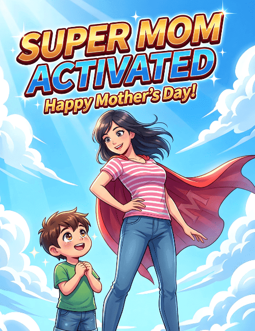 Super Mom Activated Happy Mother’s Day Card
