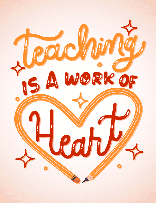 Teaching Is a Work of Heart Teacher Card