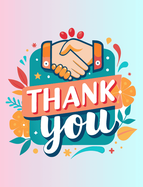 Professional Thank You Card – Handshake & Flowers Design