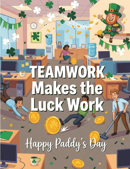 Teamwork Makes the Luck Work Office Card