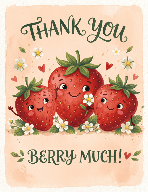 Thank You Berry Much Cute Card