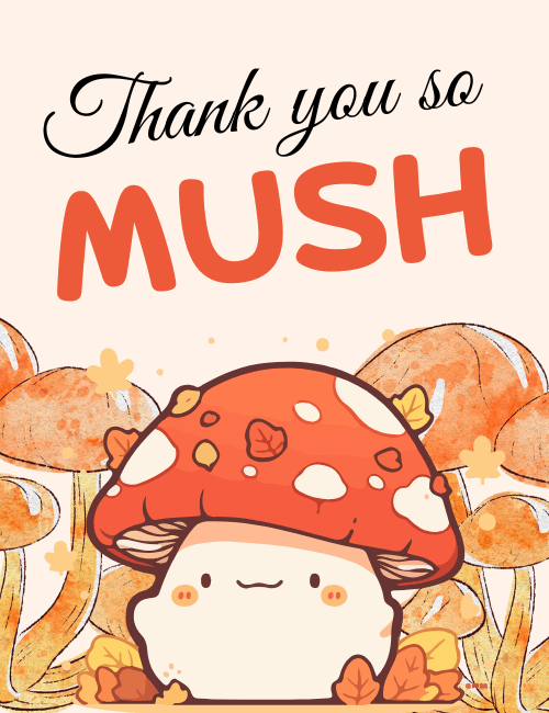 Cute Mushroom Thank You Card – “Thank You So Mush