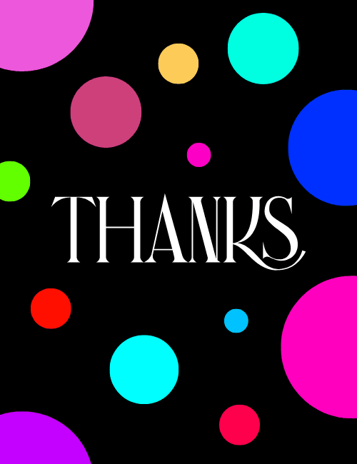 Minimalist Colorful Polka Dots Thanks Card