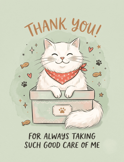 Thank You for Taking Care of Me Cat Card