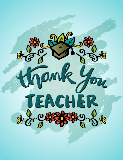 Floral Thank You Teacher Card