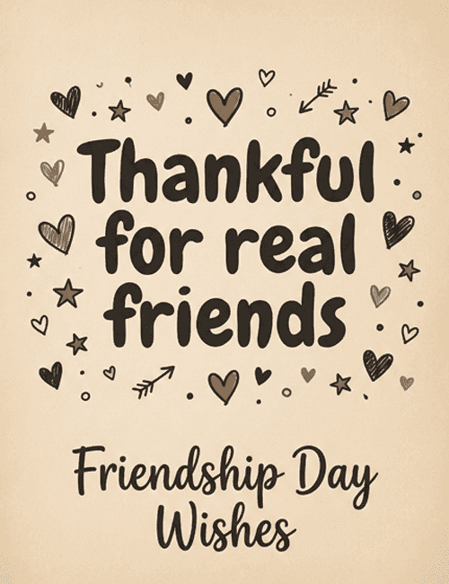 Thankful for Real Friends – Friendship Quote Card