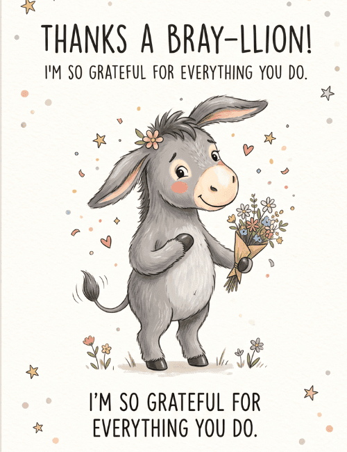 Thanks a Bray-llion Funny Donkey Card