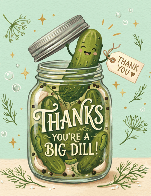 Thanks You're a Big Dill Funny Card