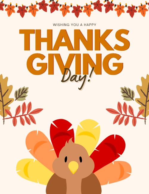 Thanksgiving Turkey Cute Card