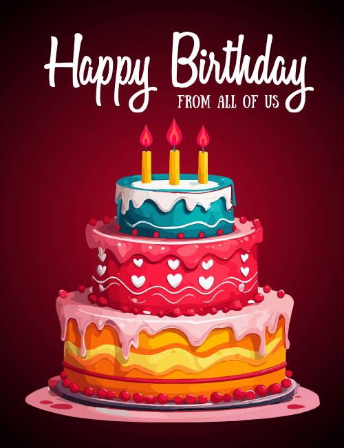 Three-Layer Cake Happy Birthday Card