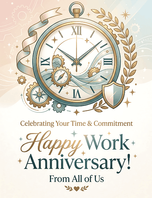Celebrating Your Time and Commitment Work Anniversary Card