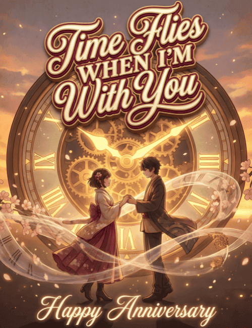 Time Flies When I’m With You Happy Anniversary Card