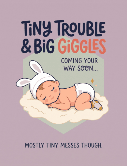 Tiny Trouble Big Giggles Baby Shower Card