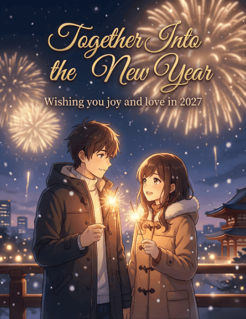 Together Into the New Year 2027 Romantic Card