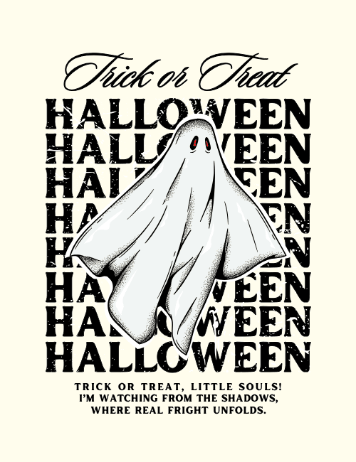 Trick or Treat Ghost Typography Card