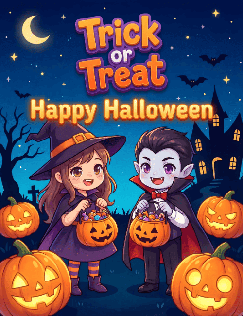 Trick or Treat Happy Halloween Card