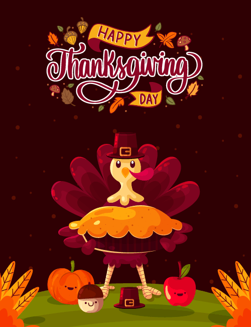 Turkey and pie illustration
