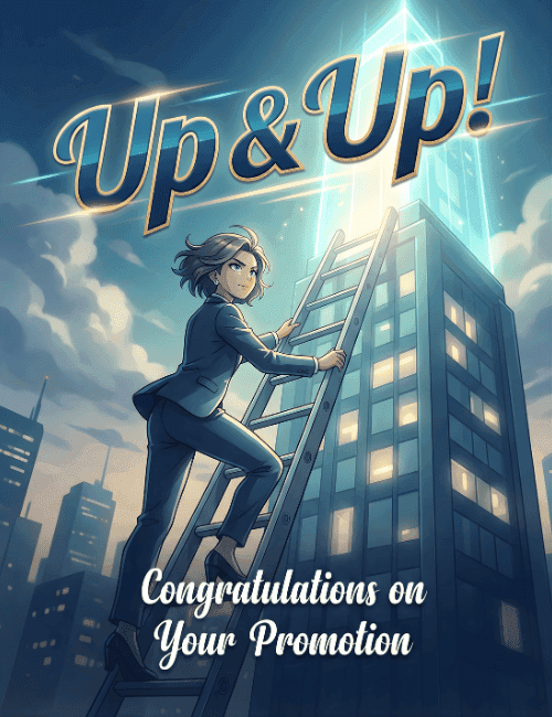 up and up congratulations on your promotion card