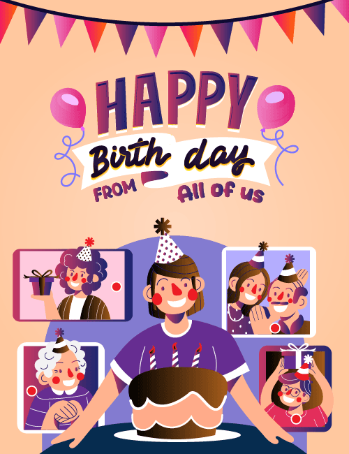 Virtual Happy Birthday From All Of Us Card