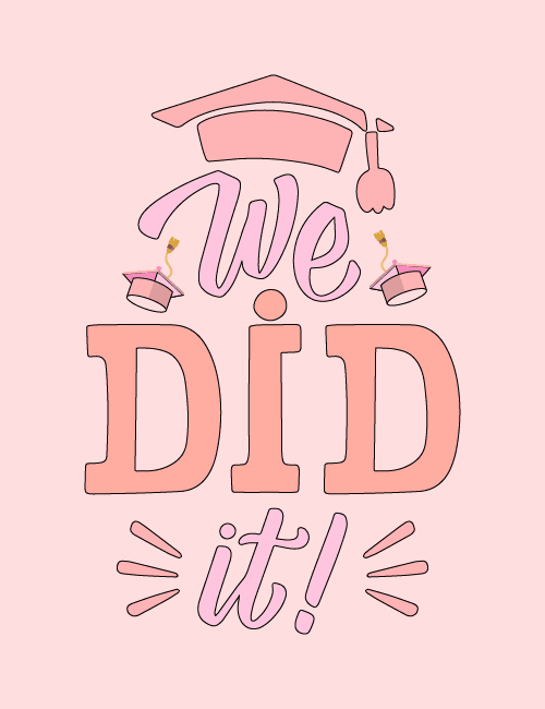 We Did It – Pink Graduation Cap Celebration Card