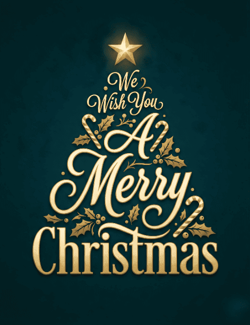 We Wish You A Merry Christmas Elegant Typography Card