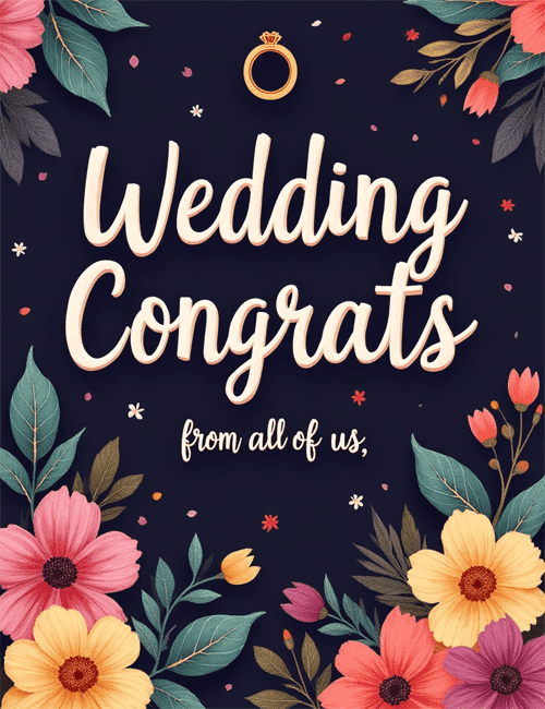 Wedding Congrats From All of Us – Floral Card