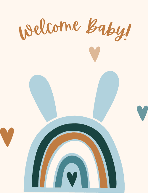 Welcome Baby – Boho Minimalist Rainbow Card