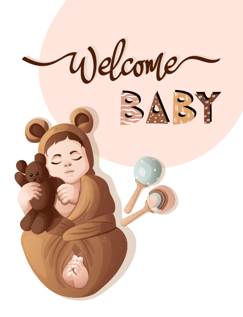 Welcome Baby – Cozy Bear-Themed Card