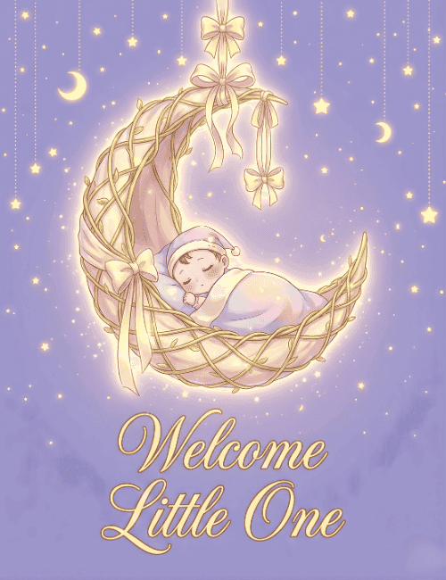 Welcome Little One Cute Moon Baby Shower Card