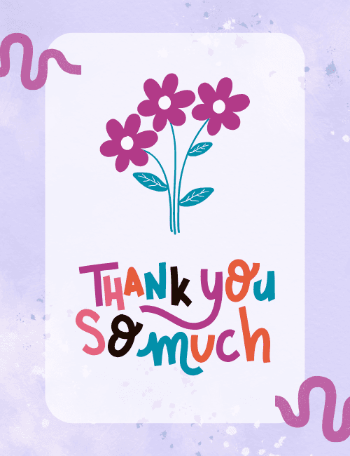 Whimsical Flowers Thank You Card – Hand-Lettered Pastel Design