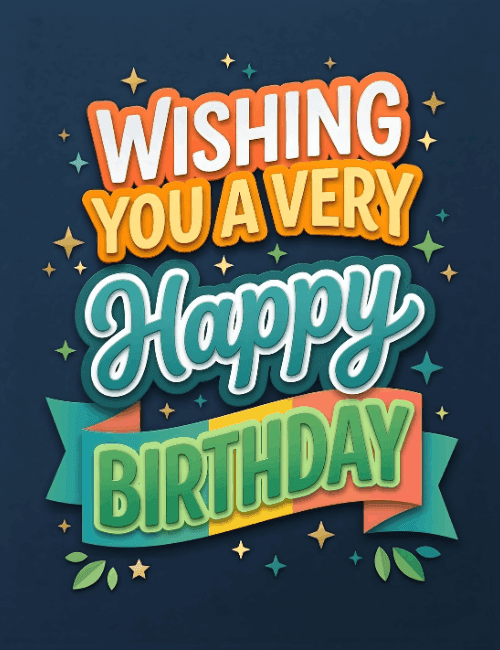 Wishing You a Very Happy Birthday Typography Card