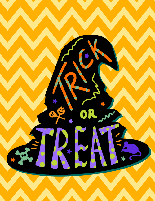 Witch Hat Trick or Treat Card