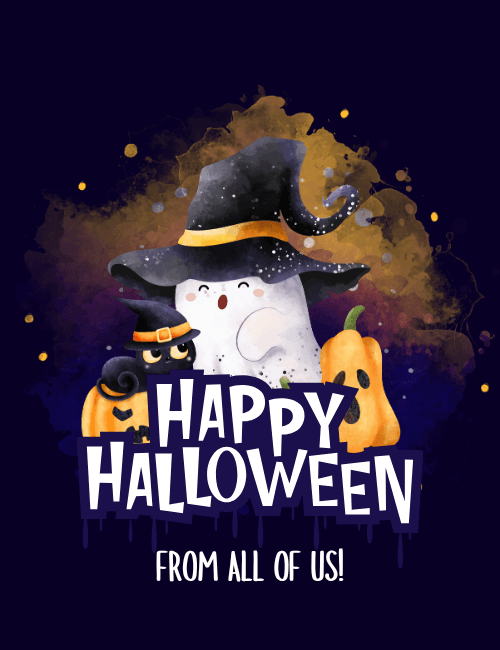 Witch Hat Watercolor Ghost Card