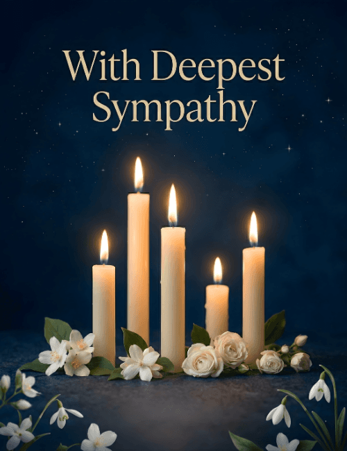 With Deepest Sympathy Candle Light Card