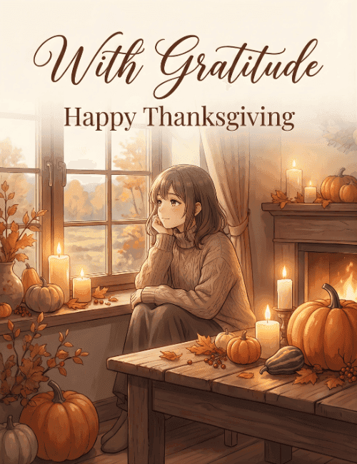 With Gratitude Happy Thanksgiving Cozy Card
