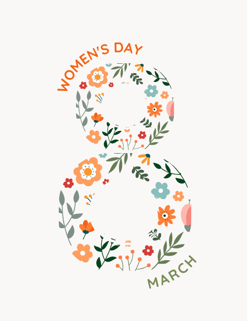 Women’s Day March 8 Floral Celebration Card