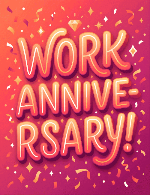 Work Anniversary – Bold Neon Celebration Office Card