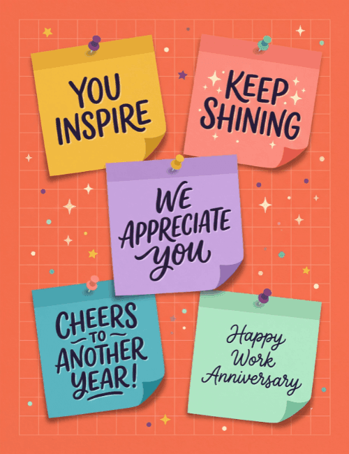 Work Anniversary Sticky Notes Card