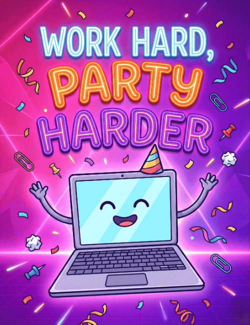 Work Hard Party Harder Office Birthday Card