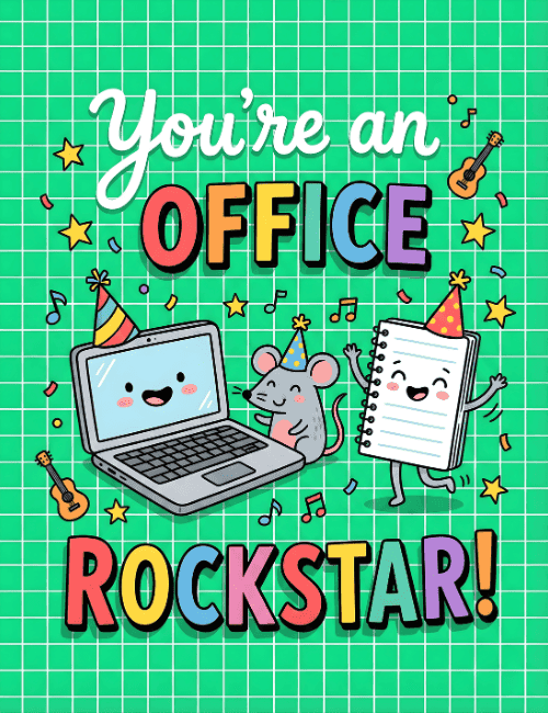 You’re an Office Rockstar – Fun Work Anniversary Card