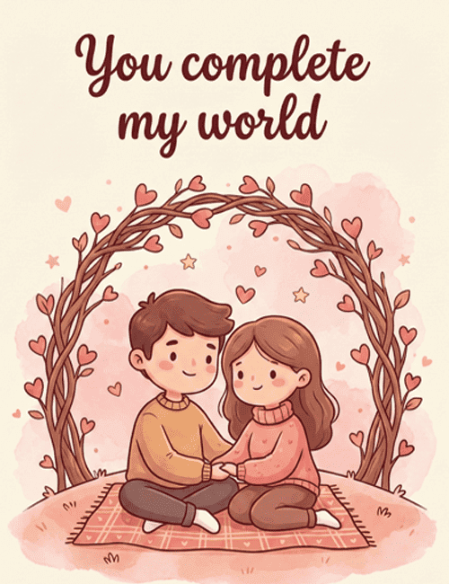 You Complete My World – Romantic Bond Card