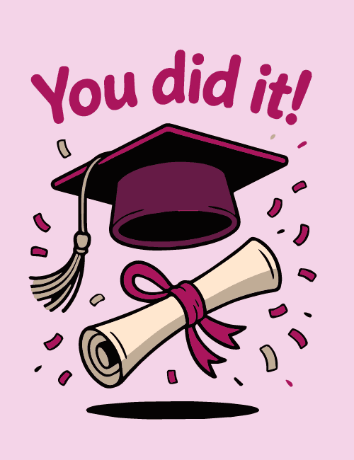 You Did It – Cap, Diploma & Confetti Graduation Card