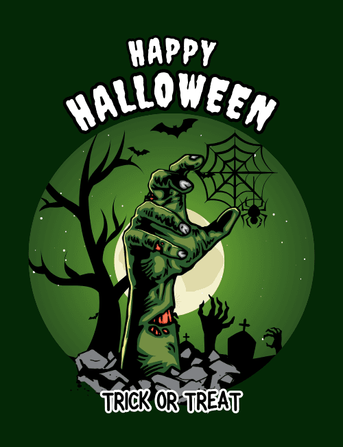 Zombie Hand Trick or Treat Card