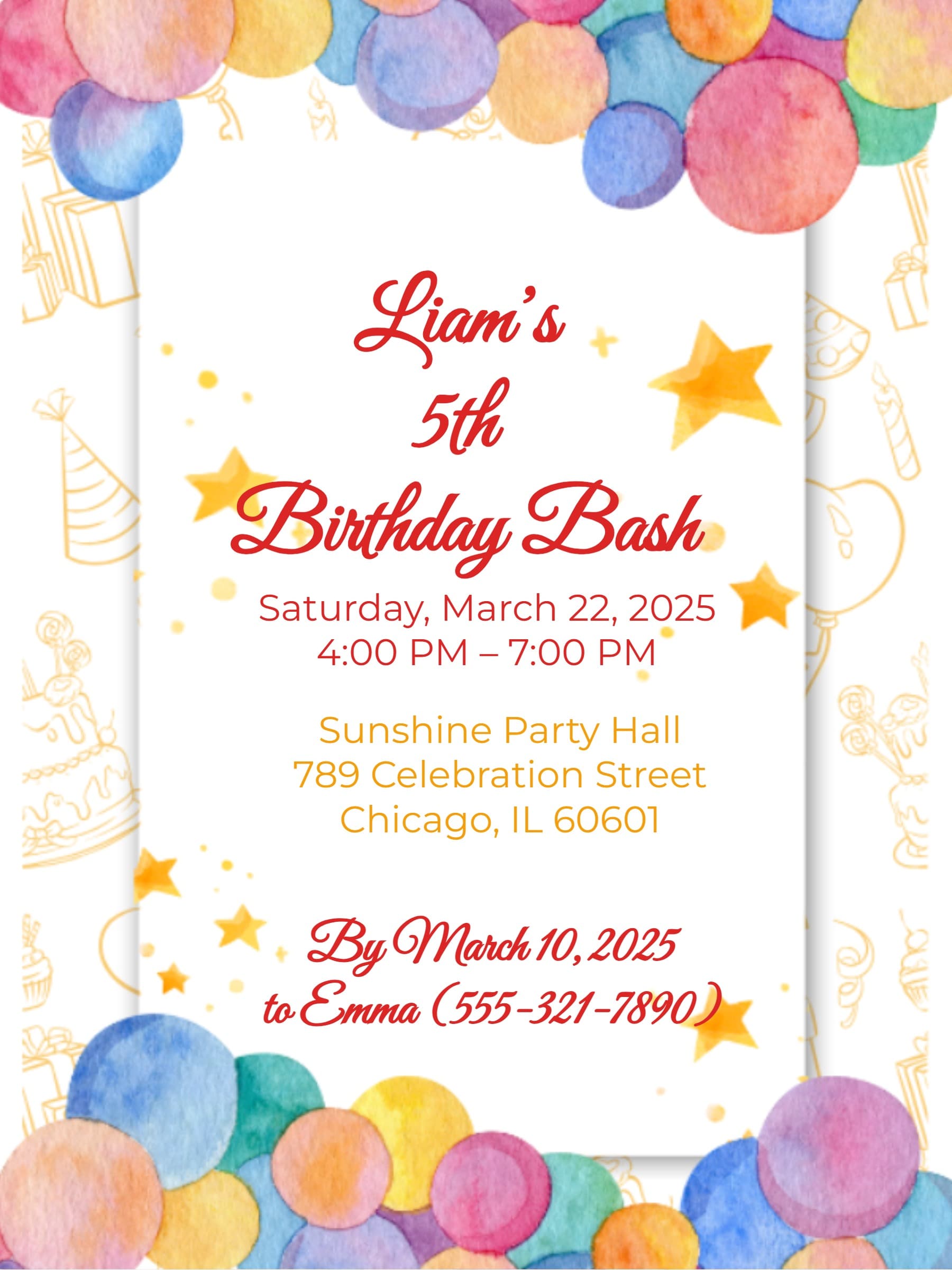 birthday party invitation template balloons stars