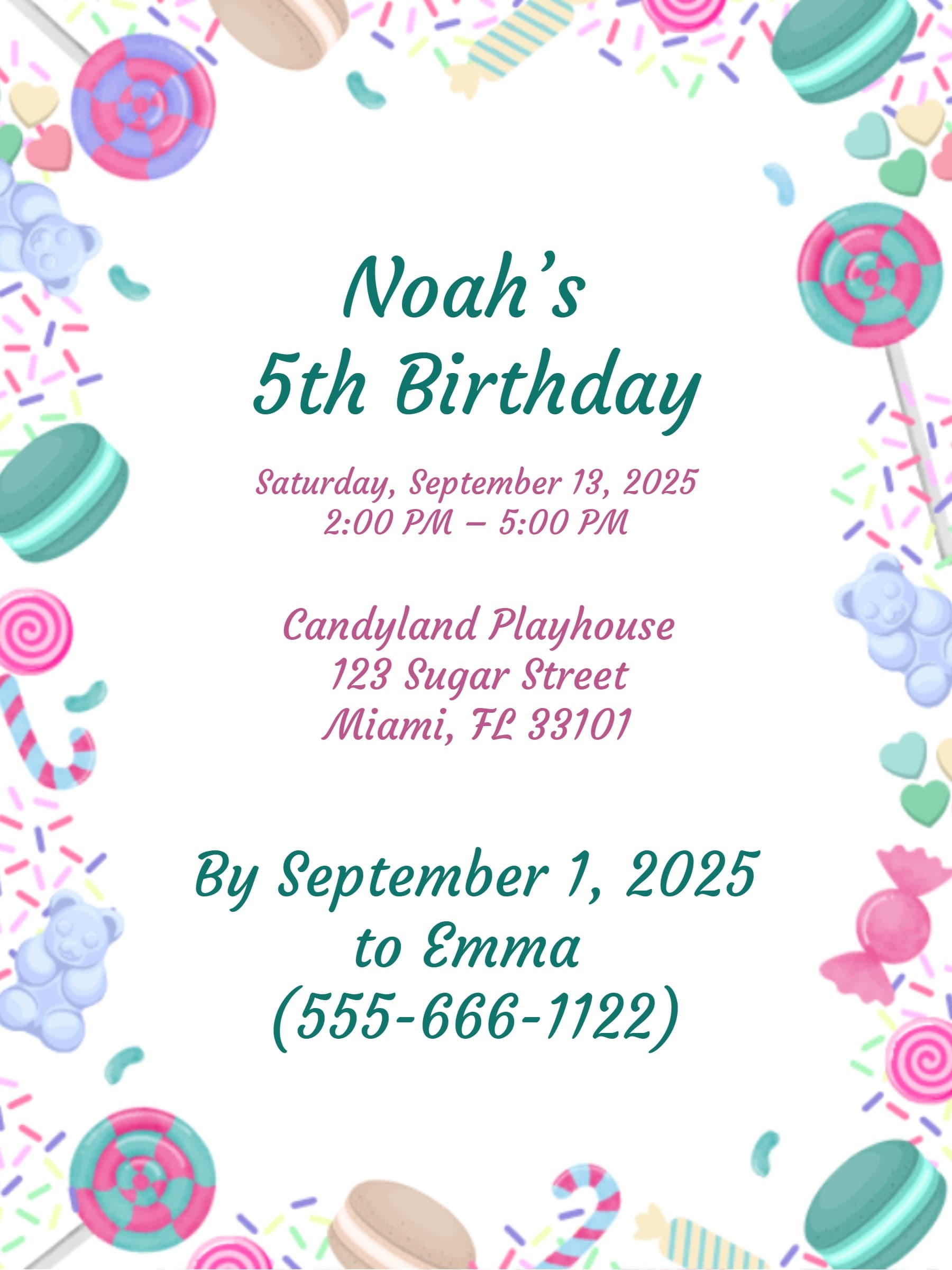 candy theme birthday invite