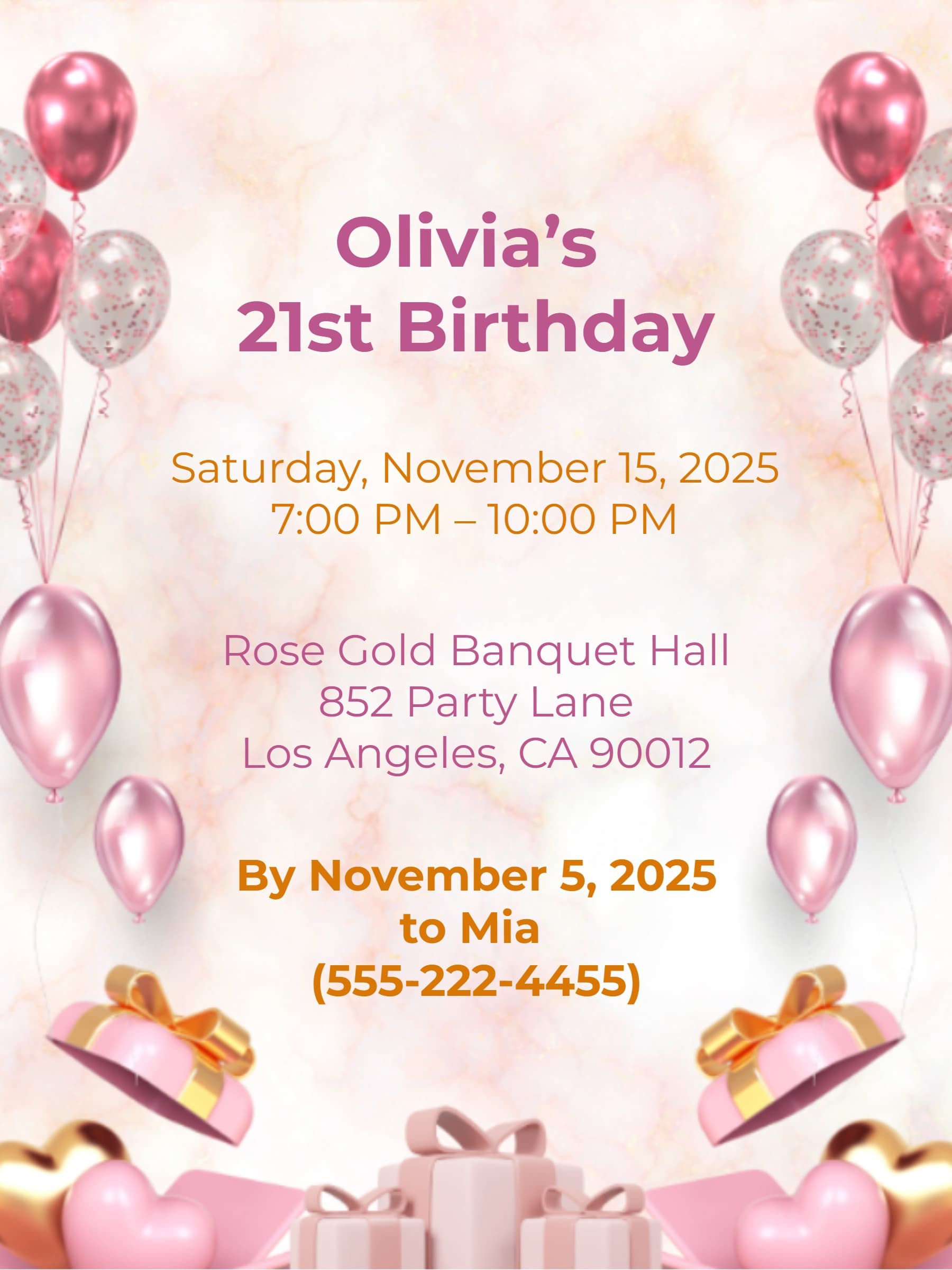 pink balloons birthday invite