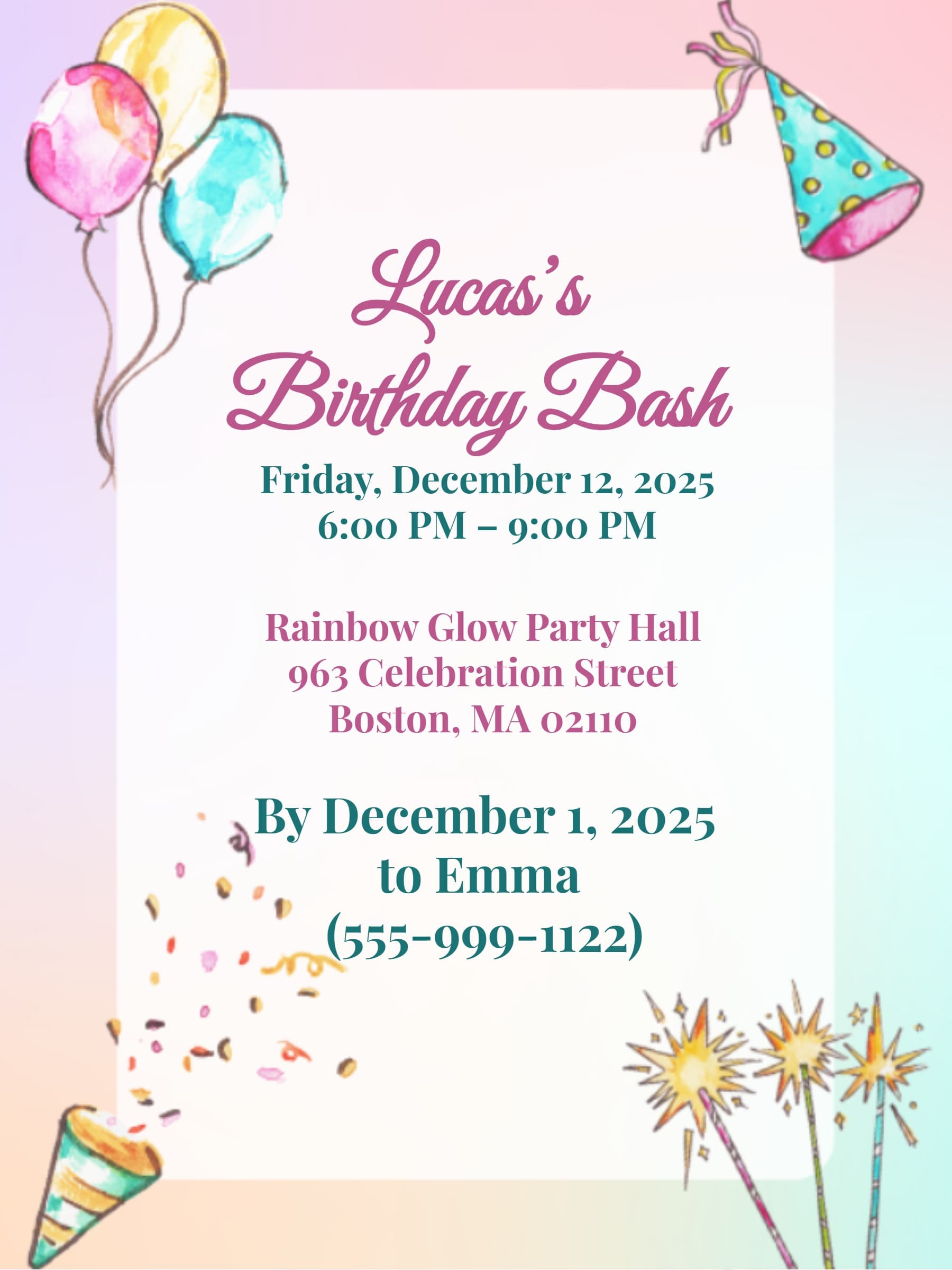 party hat birthday invite